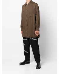 dunkelbraunes Langarmhemd von Yohji Yamamoto