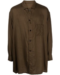 dunkelbraunes Langarmhemd von Yohji Yamamoto