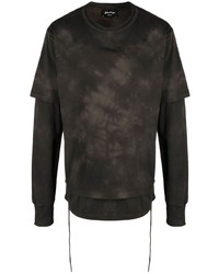 dunkelbraunes Mit Batikmuster Langarmshirt