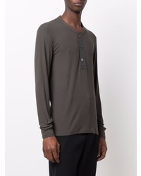 dunkelbraunes Langarmshirt mit einer Knopfleiste von Tom Ford