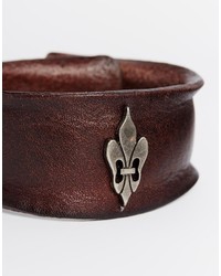 dunkelbraunes Lederarmband von Reclaimed Vintage