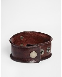 dunkelbraunes Lederarmband von Reclaimed Vintage