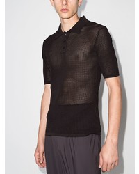 dunkelbraunes Polohemd aus Netzstoff von Bottega Veneta