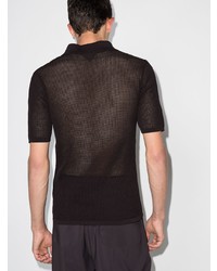 dunkelbraunes Polohemd aus Netzstoff von Bottega Veneta