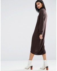 dunkelbraunes Strick Midikleid von Asos