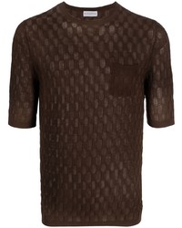 dunkelbraunes Strick T-Shirt mit einem Rundhalsausschnitt von Ballantyne