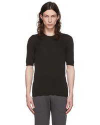 dunkelbraunes Strick T-Shirt mit einem Rundhalsausschnitt von Label Under Construction
