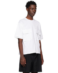 dunkelbraunes Strick T-Shirt mit einem Rundhalsausschnitt von Sacai