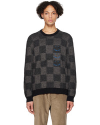 dunkelbraunes Sweatshirt mit Karomuster von Ps By Paul Smith