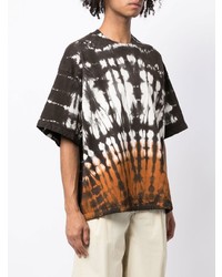 dunkelbraunes Mit Batikmuster T-Shirt mit einem Rundhalsausschnitt von Jil Sander