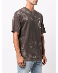 dunkelbraunes Mit Batikmuster T-Shirt mit einem Rundhalsausschnitt von Mauna Kea