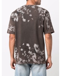 dunkelbraunes Mit Batikmuster T-Shirt mit einem Rundhalsausschnitt von Mauna Kea