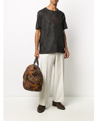 dunkelbraunes T-Shirt mit einem Rundhalsausschnitt mit Paisley-Muster von Etro