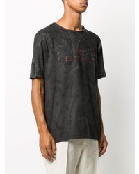 dunkelbraunes T-Shirt mit einem Rundhalsausschnitt mit Paisley-Muster von Etro