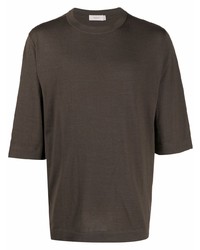 dunkelbraunes T-Shirt mit einem Rundhalsausschnitt von Agnona
