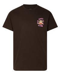 dunkelbraunes T-Shirt mit einem Rundhalsausschnitt von Anti Social Social Club