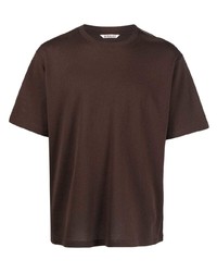 dunkelbraunes T-Shirt mit einem Rundhalsausschnitt von Auralee
