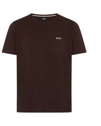dunkelbraunes T-Shirt mit einem Rundhalsausschnitt von BOSS