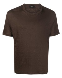 dunkelbraunes T-Shirt mit einem Rundhalsausschnitt von Brioni