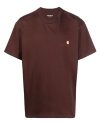 dunkelbraunes T-Shirt mit einem Rundhalsausschnitt von Carhartt WIP