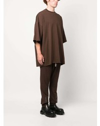 dunkelbraunes T-Shirt mit einem Rundhalsausschnitt von Rick Owens