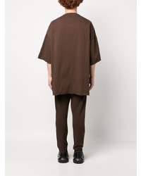 dunkelbraunes T-Shirt mit einem Rundhalsausschnitt von Rick Owens