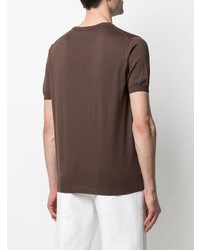 dunkelbraunes T-Shirt mit einem Rundhalsausschnitt von Canali