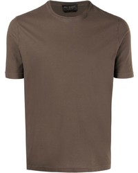 dunkelbraunes T-Shirt mit einem Rundhalsausschnitt von Dell'oglio