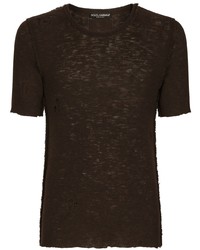 dunkelbraunes T-Shirt mit einem Rundhalsausschnitt von Dolce & Gabbana