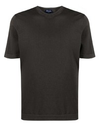 dunkelbraunes T-Shirt mit einem Rundhalsausschnitt von Drumohr
