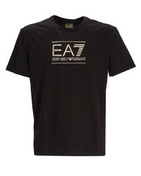 dunkelbraunes T-Shirt mit einem Rundhalsausschnitt von Ea7 Emporio Armani