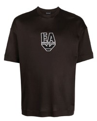 dunkelbraunes T-Shirt mit einem Rundhalsausschnitt von Emporio Armani