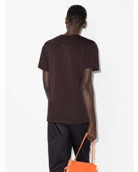 dunkelbraunes T-Shirt mit einem Rundhalsausschnitt von MAISON KITSUNÉ