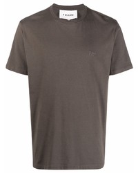 dunkelbraunes T-Shirt mit einem Rundhalsausschnitt von Frame