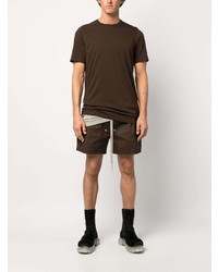 dunkelbraunes T-Shirt mit einem Rundhalsausschnitt von Rick Owens