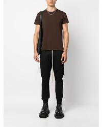 dunkelbraunes T-Shirt mit einem Rundhalsausschnitt von Rick Owens