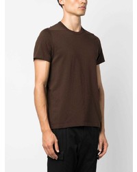 dunkelbraunes T-Shirt mit einem Rundhalsausschnitt von Rick Owens