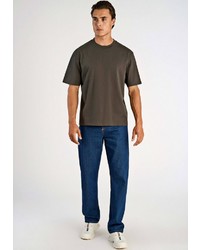 dunkelbraunes T-Shirt mit einem Rundhalsausschnitt von Lindbergh