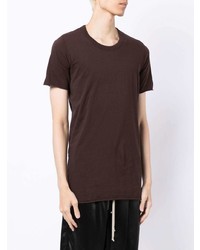 dunkelbraunes T-Shirt mit einem Rundhalsausschnitt von Rick Owens