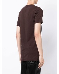 dunkelbraunes T-Shirt mit einem Rundhalsausschnitt von Rick Owens