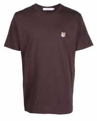 dunkelbraunes T-Shirt mit einem Rundhalsausschnitt von MAISON KITSUNÉ
