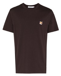 dunkelbraunes T-Shirt mit einem Rundhalsausschnitt von MAISON KITSUNÉ