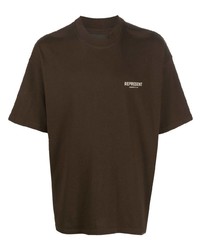 dunkelbraunes T-Shirt mit einem Rundhalsausschnitt von Represent