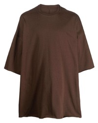 dunkelbraunes T-Shirt mit einem Rundhalsausschnitt von Rick Owens