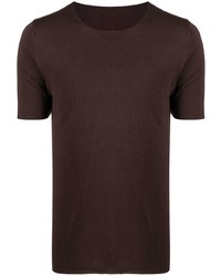 dunkelbraunes T-Shirt mit einem Rundhalsausschnitt von Roberto Collina