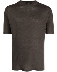 dunkelbraunes T-Shirt mit einem Rundhalsausschnitt von Roberto Collina
