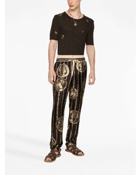 dunkelbraunes T-Shirt mit einem Rundhalsausschnitt von Dolce & Gabbana
