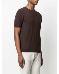 dunkelbraunes T-Shirt mit einem Rundhalsausschnitt von Nuur