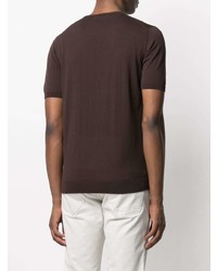 dunkelbraunes T-Shirt mit einem Rundhalsausschnitt von Nuur