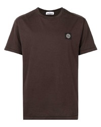 dunkelbraunes T-Shirt mit einem Rundhalsausschnitt von Stone Island